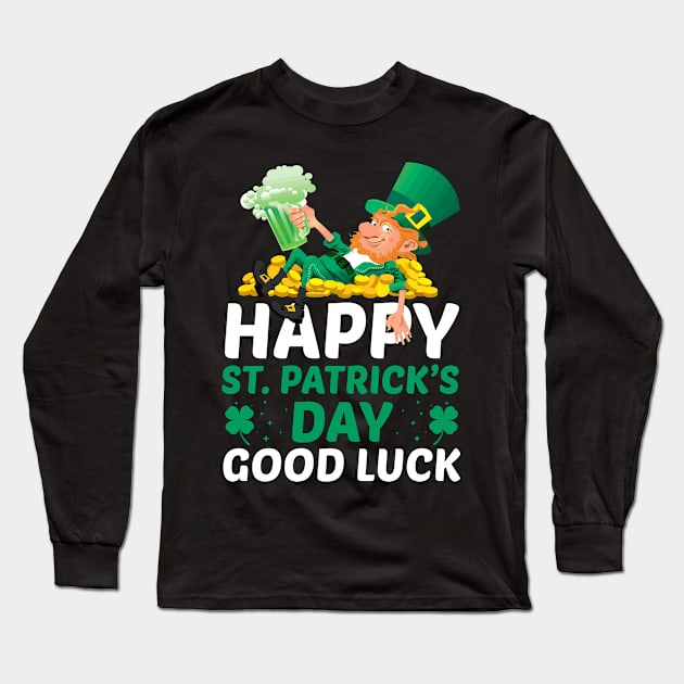 Happy Saint Patricks Day Good Luck Long Sleeve T-Shirt by JLE Designs